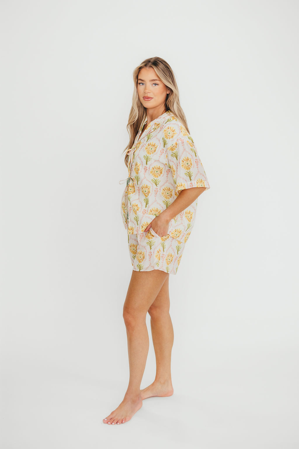 Catarina 100% Cotton Shirt & Shorts Set in Floral *Final-Sale*