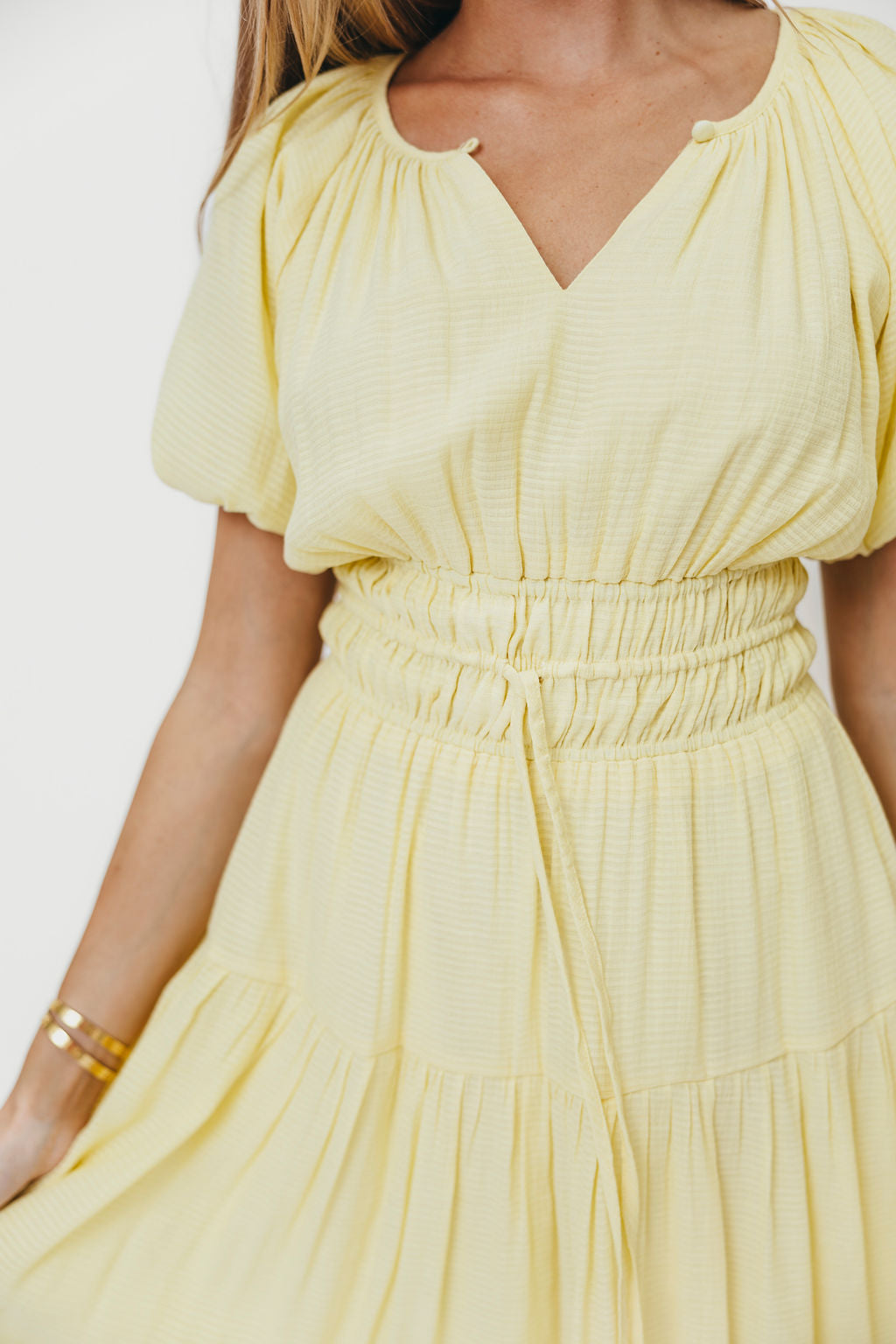 Pamela Elegant Tiered Maxi Dress in Light Yellow *Final-Sale*