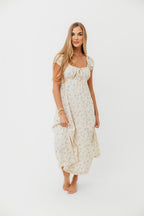 Marley 100% Cotton Midi Dress in Ivory/Blue -Bump Friendly - Restocking End of Jan 2026