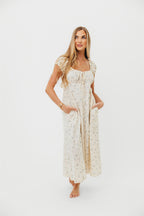 Marley 100% Cotton Midi Dress in Ivory/Blue -Bump Friendly - Restocking End of Jan 2026