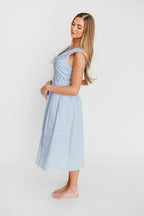 Sailor 100% Cotton Collared Midi Dress in Blue