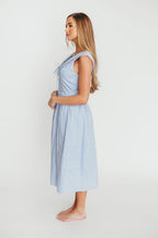 Sailor 100% Cotton Collared Midi Dress in Blue