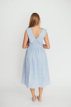 Sailor 100% Cotton Collared Midi Dress in Blue