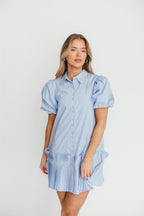 Alicia Pleated Hem Mini Dress in Powder Blue *Final-Sale*