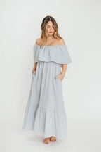 Josie 100% Cotton Maxi Dress in Cloud - Bump & Nursing Friendly