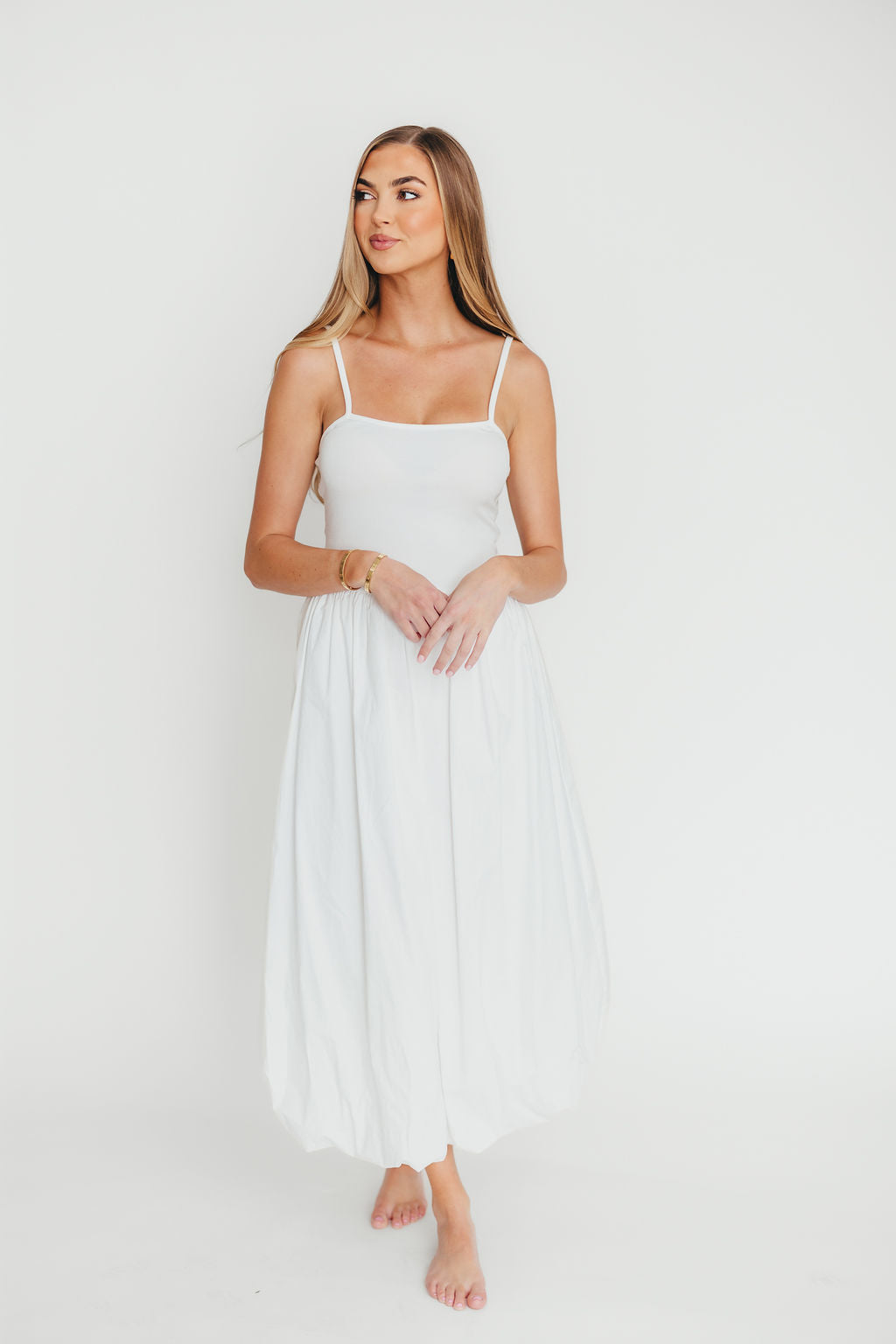 Marisol Bubble Maxi Dress in Off-White *Final-Sale*