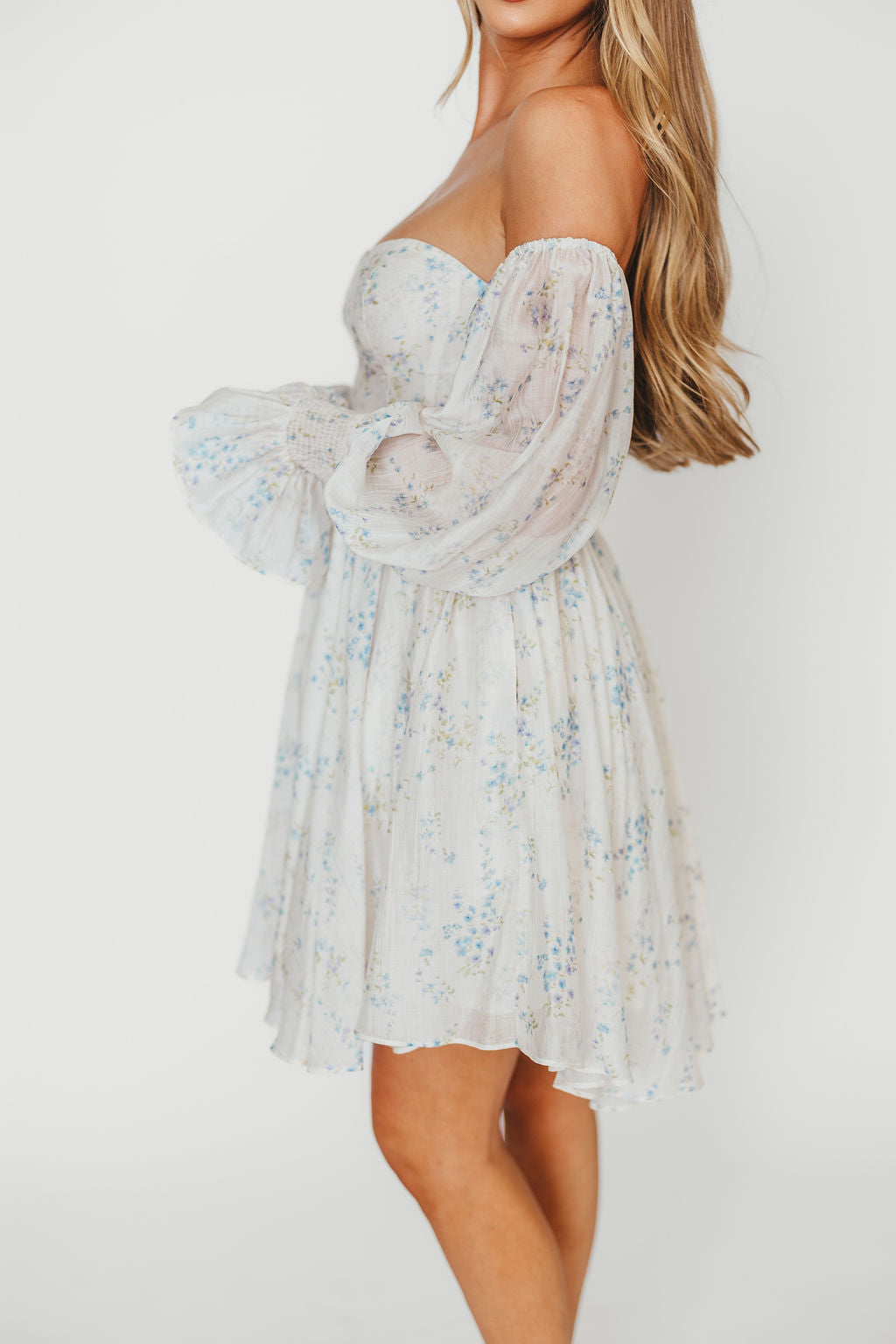 Kennedy Floral Mini Dress in Blue- Bump Friendly *Final-Sale*