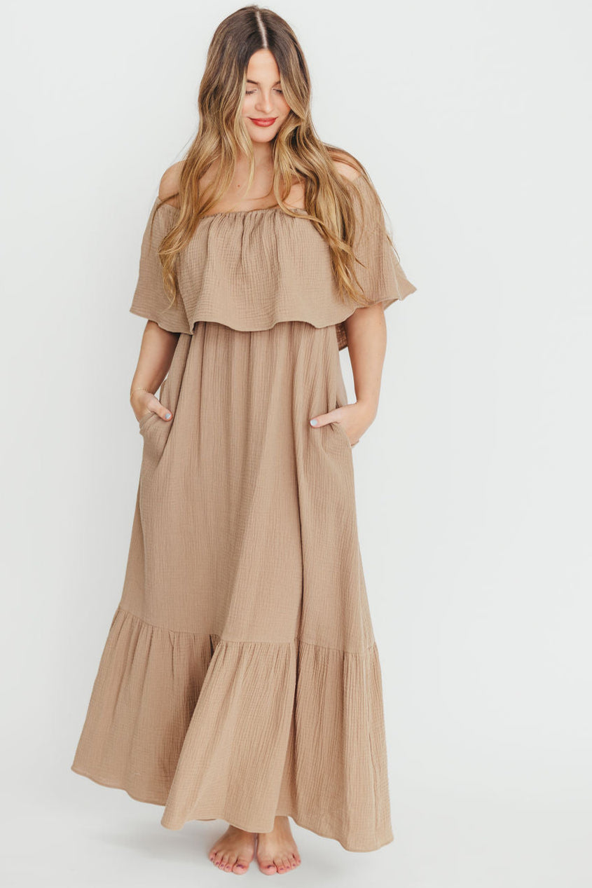 Josie 100% Cotton Maxi Dress in Dry Thyme - Bump & Nursing Friendly *Final-Sale*