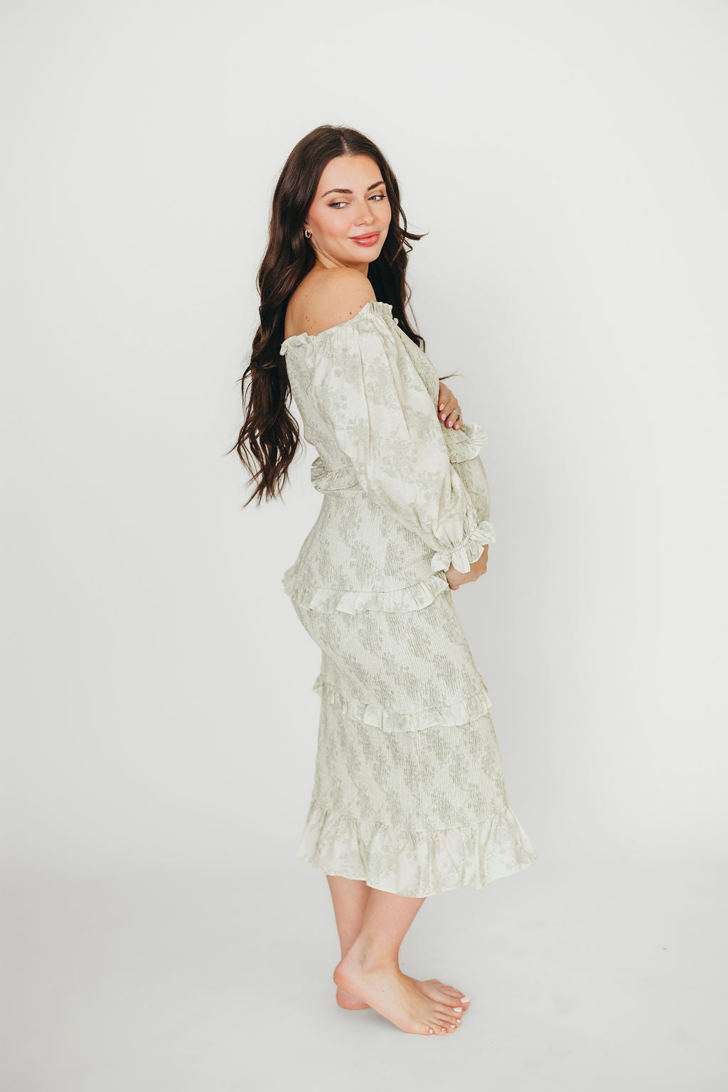 The Chloe Midi Dress in Sage - Bump Friendly *Final-Sale*