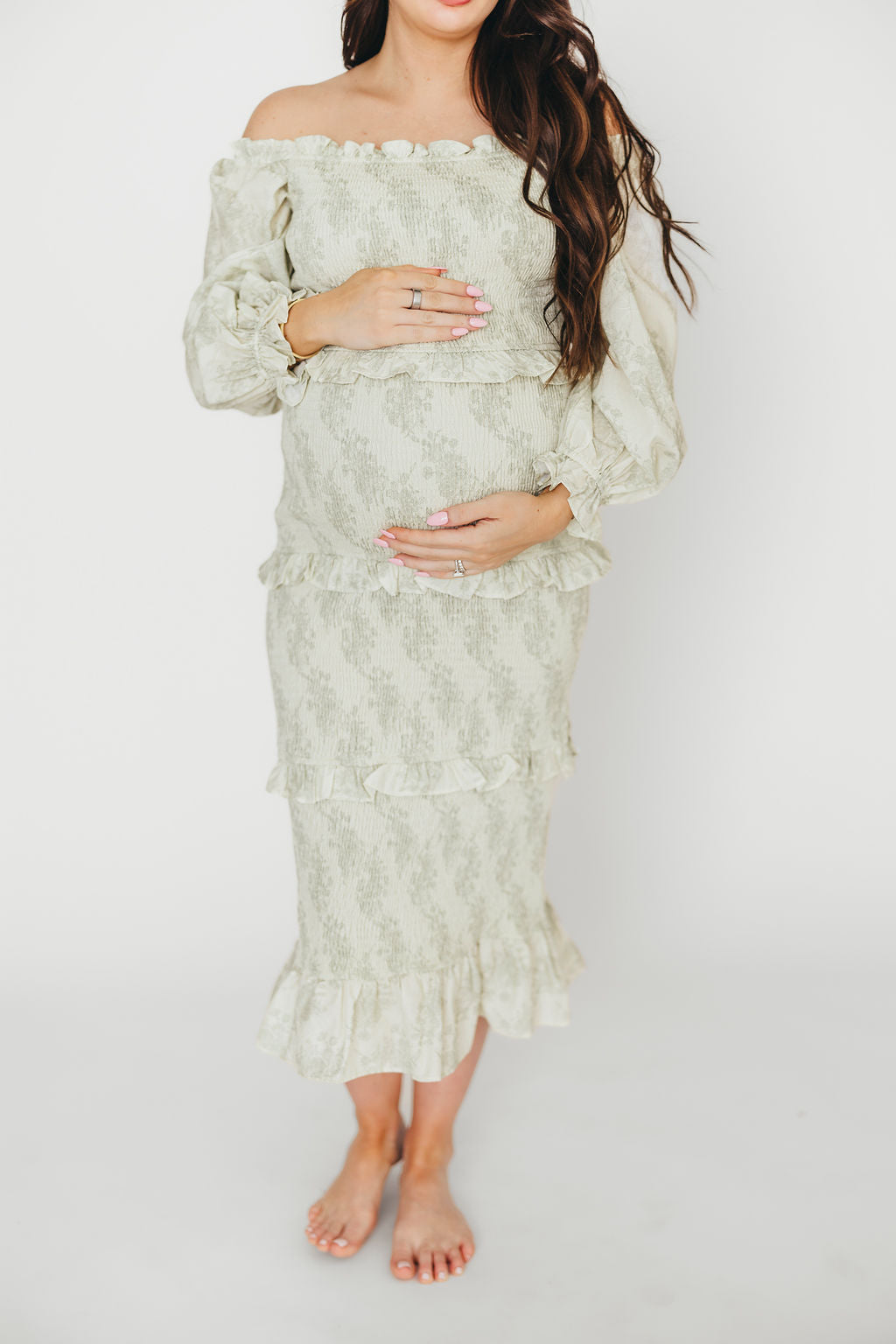 The Chloe Midi Dress in Sage - Bump Friendly *Final-Sale*
