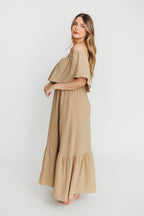 Josie 100% Cotton Maxi Dress in Khaki