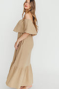 Josie 100% Cotton Maxi Dress in Khaki