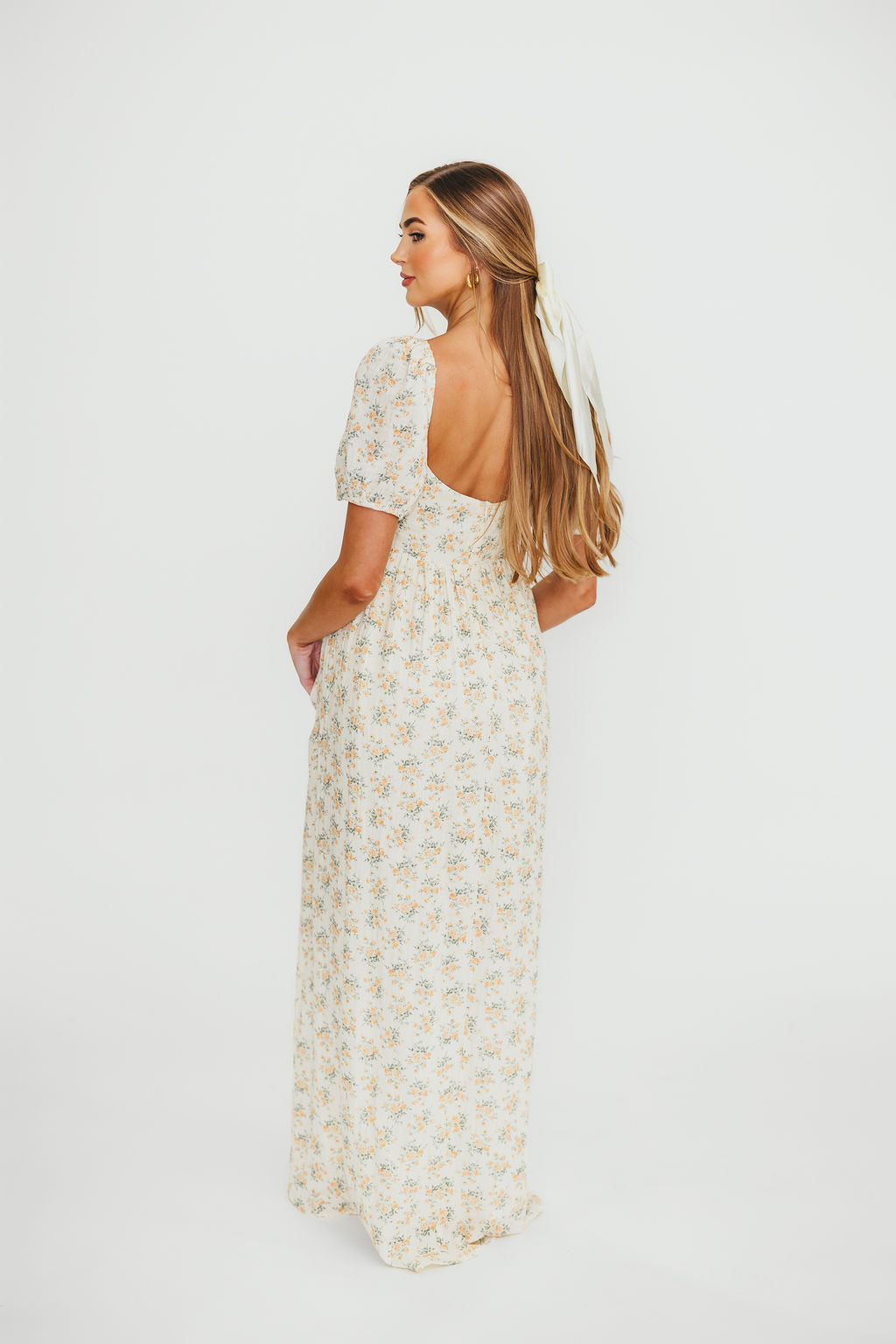 Haven 100% Cotton Tie-Front Maxi Dress in Orange/Green Floral - Bump Friendly