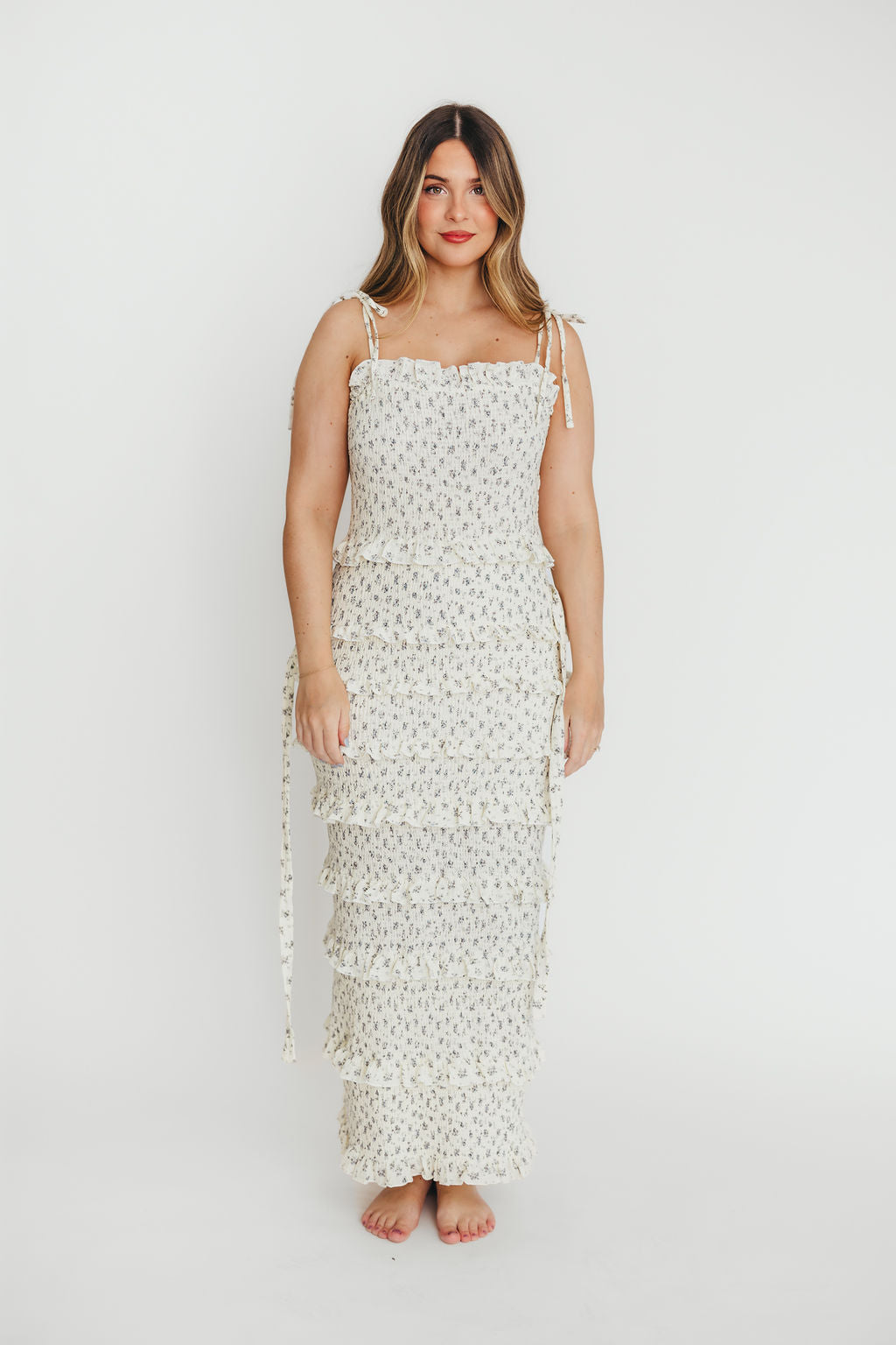 Harley Maxi Dress in Gray Floral - Bump Friendly *Final-Sale*