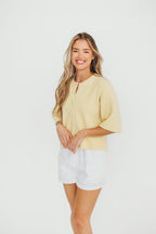 Karen Short Sleeve Cardigan in Yellow