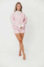Rylant Big Striped Sweat Shorts in Pink and White