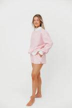 Rylant Big Striped Sweat Shorts in Pink and White