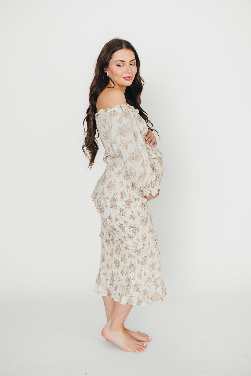 The Chloe Midi Dress in Brown - Bump Friendly *Final-Sale*