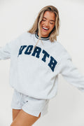 WORTH Preppy Embroider Crew Sweatshirt in Pearl Grey