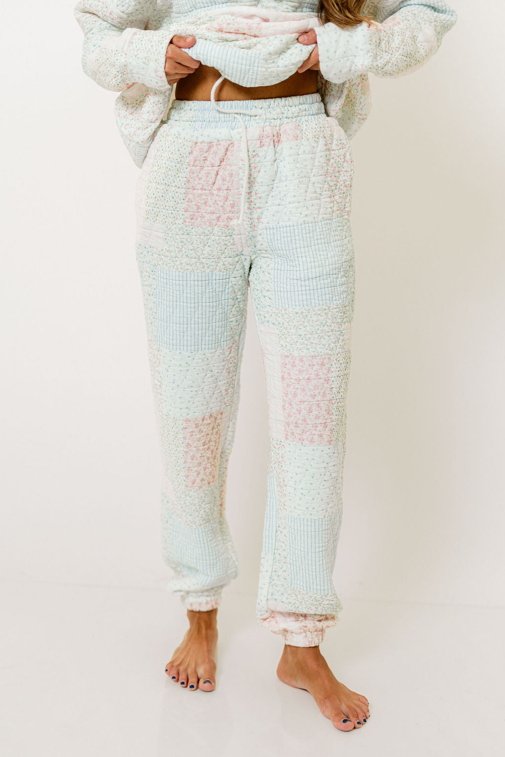 Blanche Quilted Joggers in Pastel