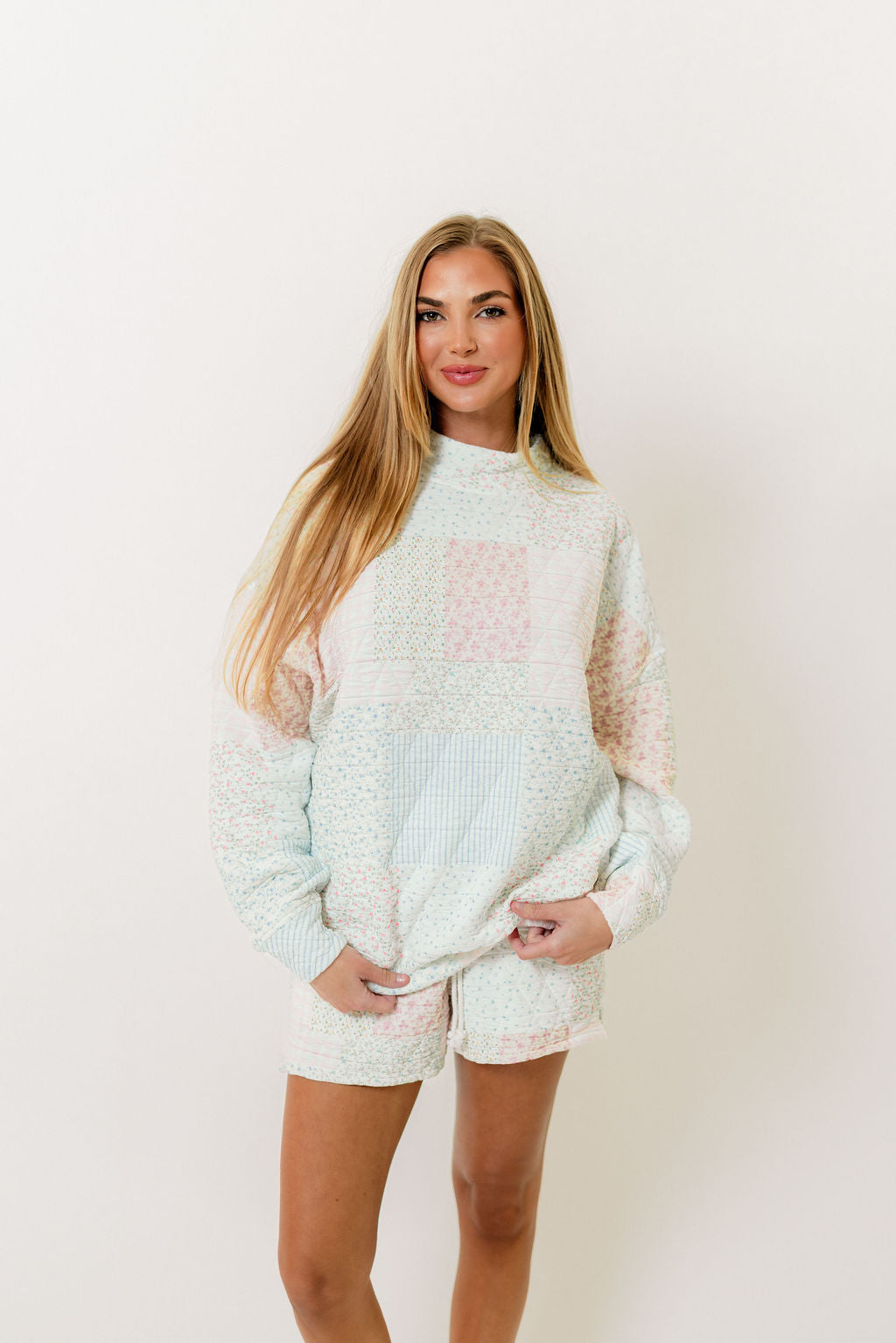 Rose Quilted Shorts in Pastel