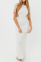 The Charlie Ribbed Maxi Dress in White - Bump Friendly *Final-Sale*