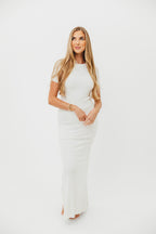 The Charlie Ribbed Maxi Dress in White - Bump Friendly *Final-Sale*