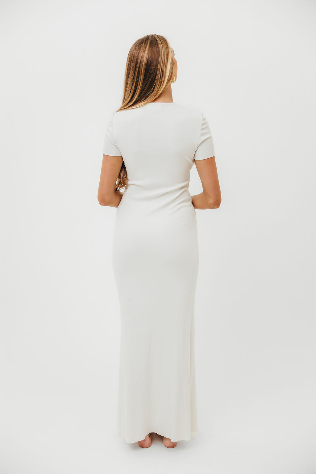 The Charlie Ribbed Maxi Dress in White - Bump Friendly *Final-Sale*