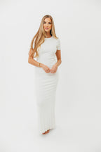 The Charlie Ribbed Maxi Dress in White - Bump Friendly *Final-Sale*