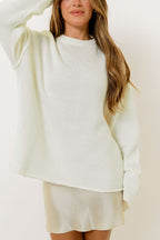 Luna Relaxed Boyfriend Fit Crew Neck Sweater in Cream