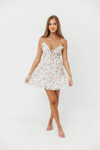 Taya Corset Tiered Mini Dress in Poppy Rose *Final-Sale*