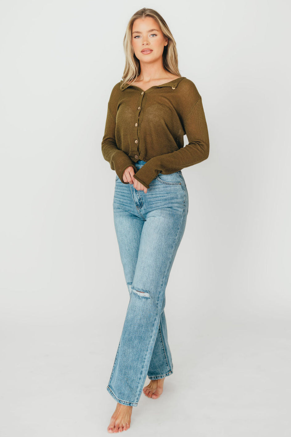 Tiffany 90s High-Rise Crisscross Waist Straight Jeans in Light Wash