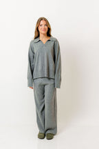 Heidi Collared Knit Sweater in Heather Grey *Final Sale*
