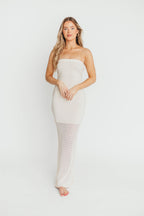 Arya Crochet Bottom Midi Dress in Cream *Final-Sale*