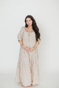 Cara 100% Cotton Maxi Dress in Pink/Brown Floral *Final-Sale*