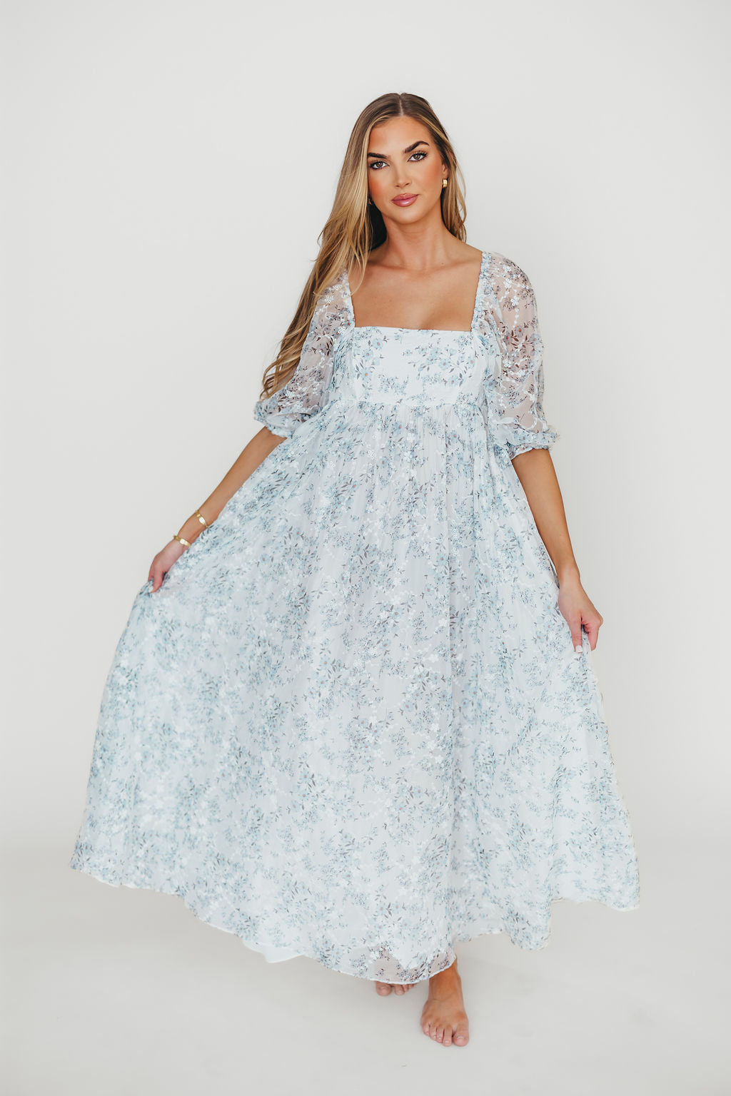 Mona Maxi Dress in Blue White