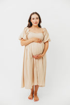 Hamilton Midi Dress in Taupe - Bump Friendly (S-2XL) *Final-Sale*