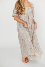 Mona Maxi Dress in Beige/Brown Floral - Bump Friendly