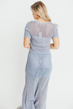 Aidan Open Knit Top and Maxi Skirt Set in Blue Grey *Final-Sale*