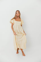 Candace Woven 100% Linen Maxi Dress in Soft Yellow - Bump Friendly