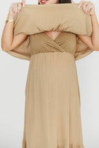Josie 100% Cotton Maxi Dress in Khaki