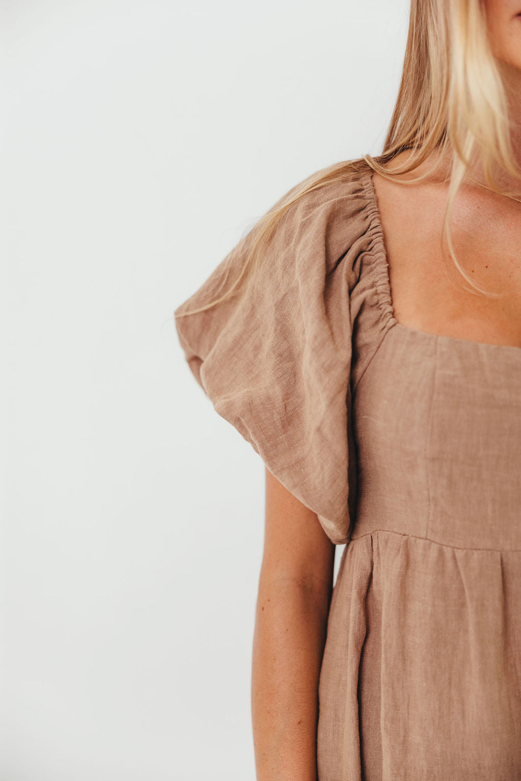 Candace Woven Linen Maxi Dress in Mocha - Bump Friendly