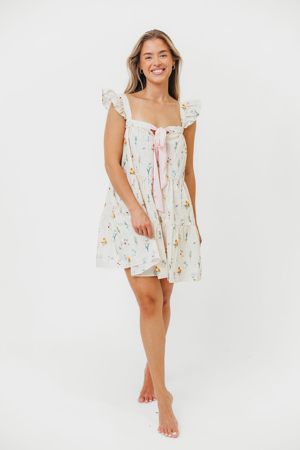 Lulu Flutter Sleeve Mini Dress in Floral