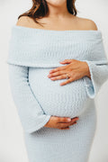 Nora Knit Maxi Dress in Dusty Blue - Bump Friendly