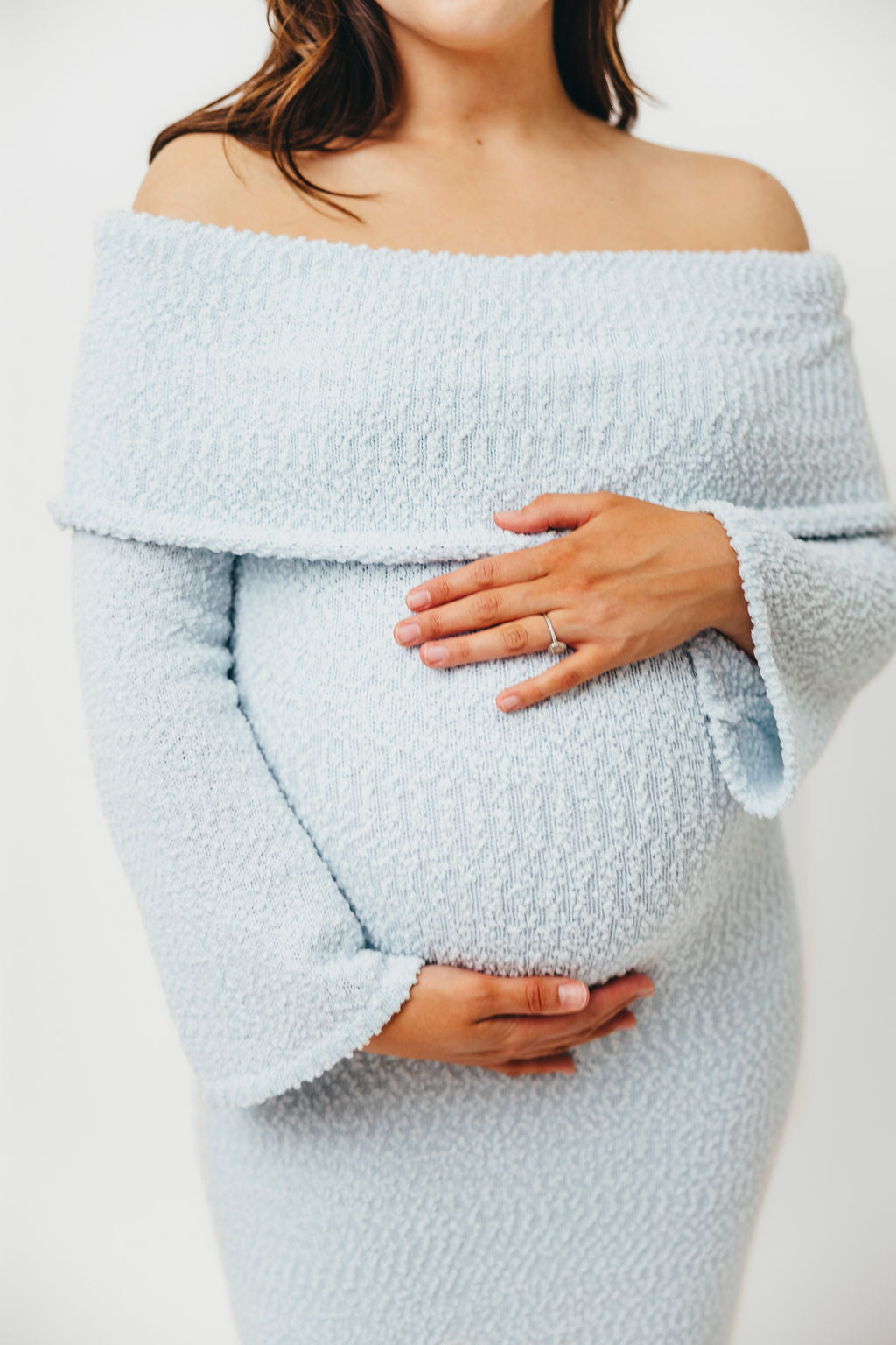Nora Knit Maxi Dress in Dusty Blue - Bump Friendly