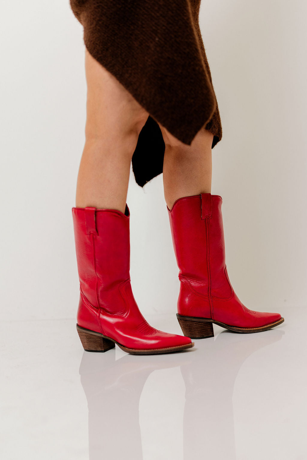 Albany Leather Boots in Red