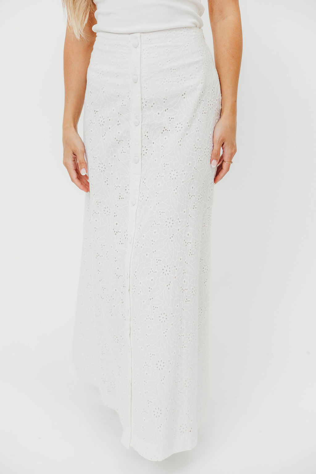 Cathleen Eyelet Maxi Skirt in Ivory
