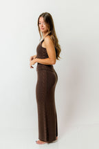 Mariella Knit Tank and Maxi Skirt Set in Brown