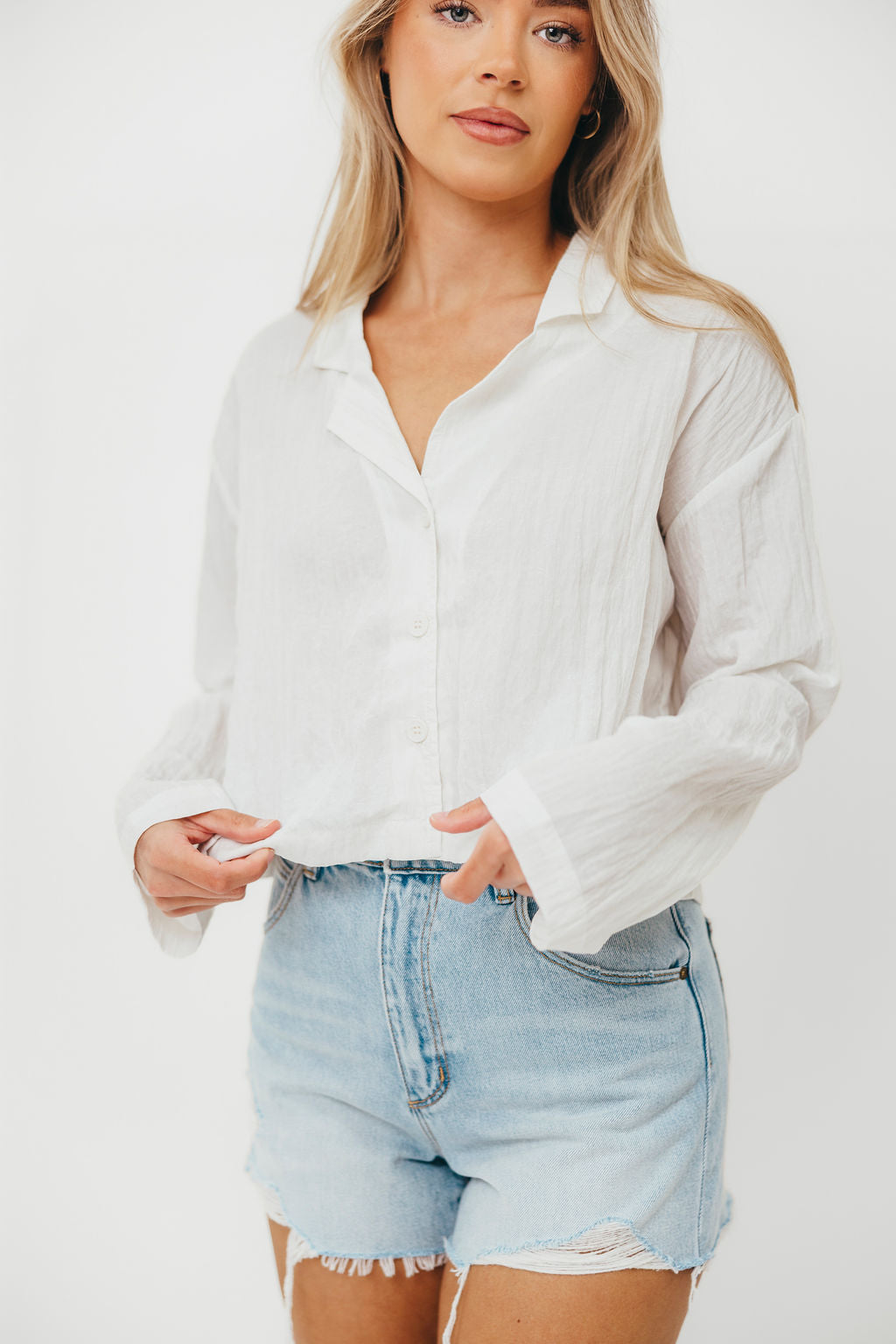 Zariah Long Sleeve Summer Shirt in Milk