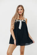Ashtin Oversized Romper with Bow Detail in Black/Cream
